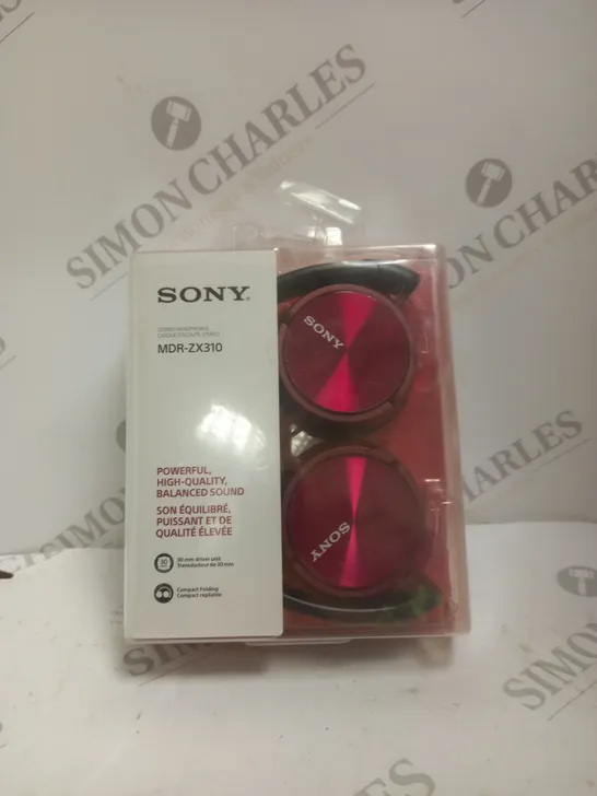 BOXED SONY MDR-ZX310 STEREO OVER-EAR HEADPHONES IN RED