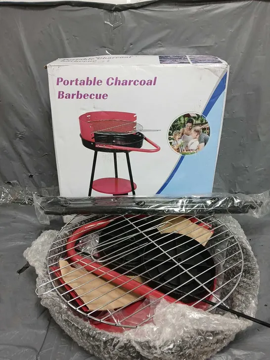 BOXED PRTABLE CHARCOAL BARBECUE IN RED