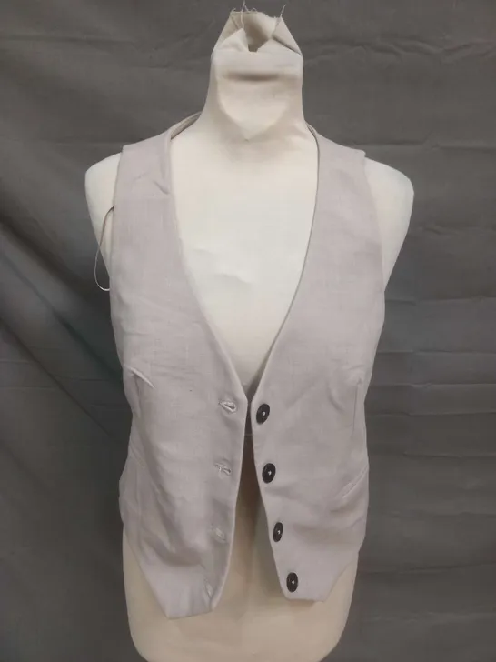 STRADIVARIUS LIGHT GREY WAIST COAT - SMALL