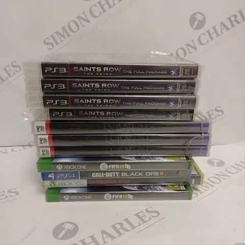 APPROXIMATELY 10 ASSORTED VIDEO GAMES FOR VARIOUS CONSOLES TO INCLUDE CALL OF DUTY BLACK OPS 3, BOUND BY FLAME, LORMENT ETC 