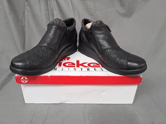 BOXED PAIR OF RIEKER SHOES IN BLACK UK SIZE 6.5