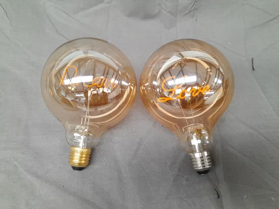 BOXED UNBRANDED DECORATIVE "DREAM" AND "LOVE" LIGHT BULBS