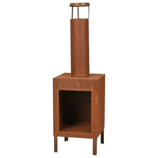 BOXED AMBIANCE FIREPLACE WITH CHIMNEY AND HANDLES 100CM