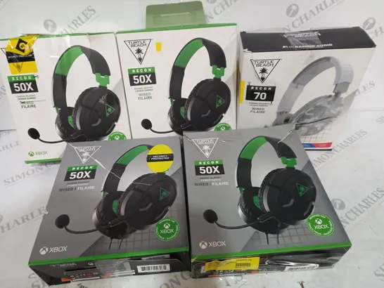 5 BOXED PAIRS OF GAMING HEADSETS TO INCLUDE: TURTLE BEACH RECON 50X, RECON 70