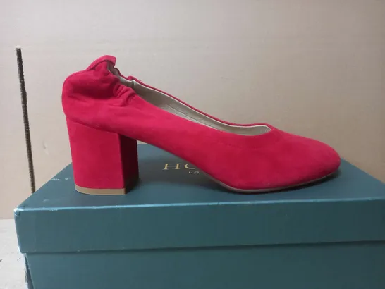 BOXED HOBBS LONDON FINE SUEDE RED SUZI COURT OPEN TOP HEELS - EU 38