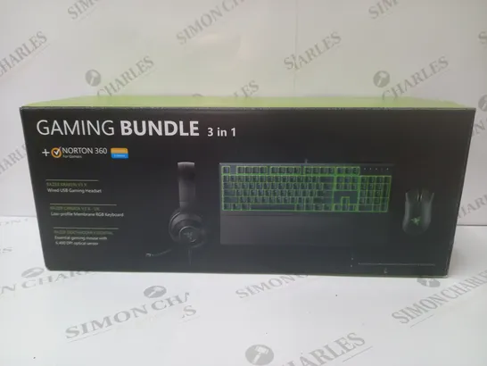 BRAND NEW BOXED RAZER GAMING BUNDLE 3 IN 1 TO INCLUDE - GAMING HEADSET, MEMBRANE RGB KEYBOARD AND ESSENTIAL GAMING MOUSE