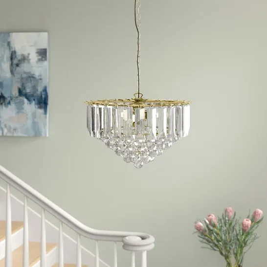 BOXED KAELA 3-LIGHT CRYSTAL CHANDELIER (1 BOX)