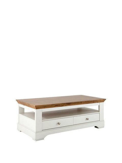 BOXED GRADE 1 WILTSHIRE CREAM AND OAK-EFFECT 2-DRAWER COFFEE TABLE (1 BOX)