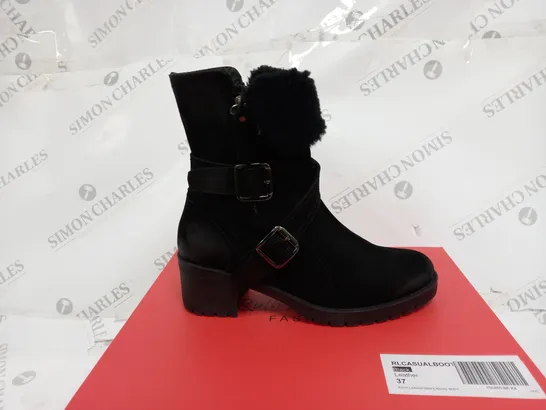 BOXED RUTH LANGSFORD CASUAL BOOTS, BLACK - SIZE 4 