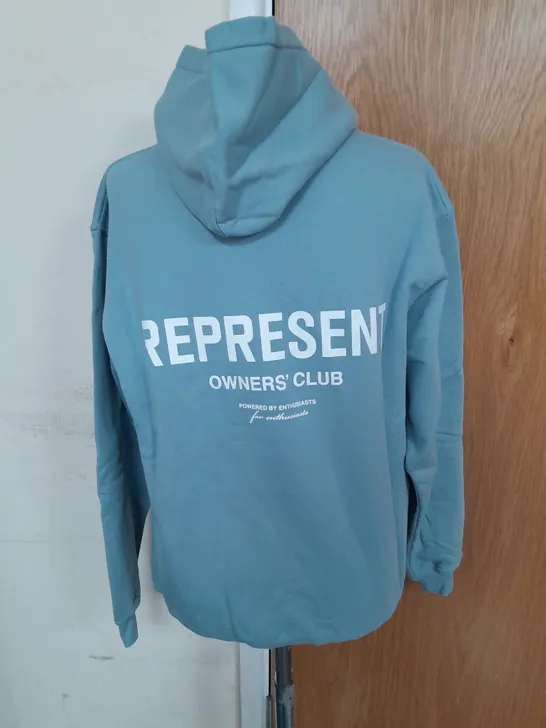 REPRESENT OWNERS CLUB JERSEY HOODIE IN POWDER BLUE SIZE XXS