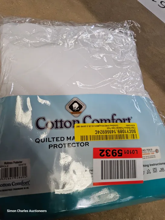 FITTED QUILTED MATTRESS PROTECTOR SINGLE WHITE