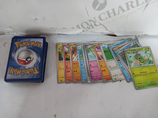 BOX OF APPROX 30 COLLECTABLE POKEMON TRADING CARDS