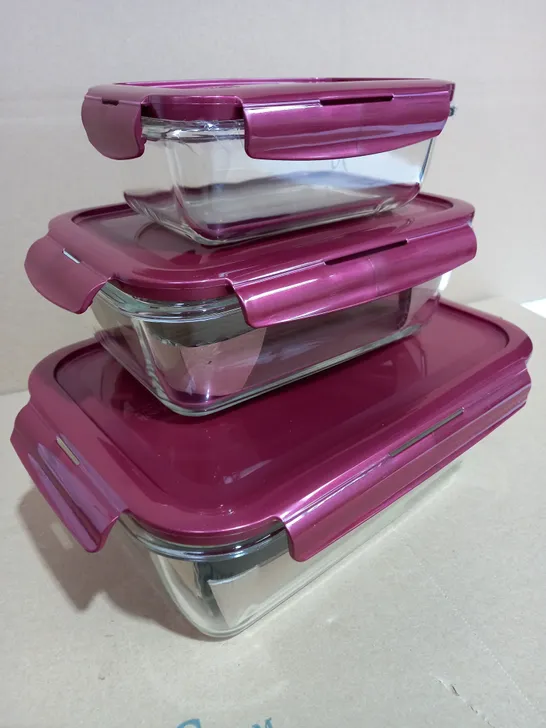 LOCK & LOCK SET OF 3 OVEN SAFE NESTING GLASS CONTAINERS