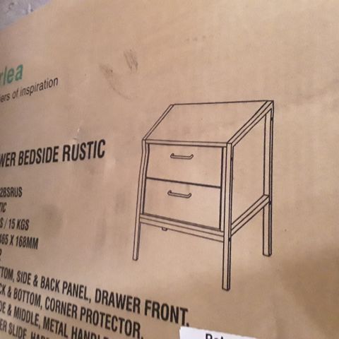 BOXED URBAN 2 DRAWER BEDSIDE RUSTIC (1 BOX)