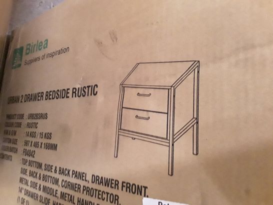BOXED URBAN 2 DRAWER BEDSIDE RUSTIC (1 BOX)