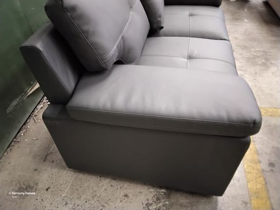 DESIGNER GREY FAUX LEATHER FIXED TWO SEATER SOFA 