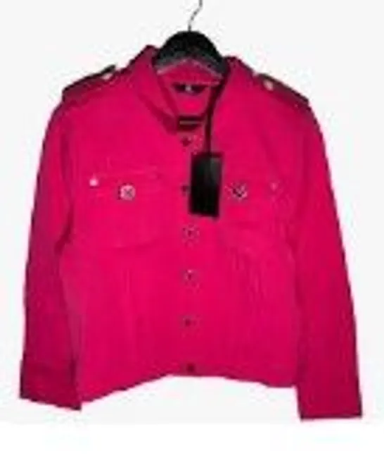 JM FASHION BY JULIEN MACDONALD MILITARY STYLE TWILL JACKET FUSCHIA SIZE 12