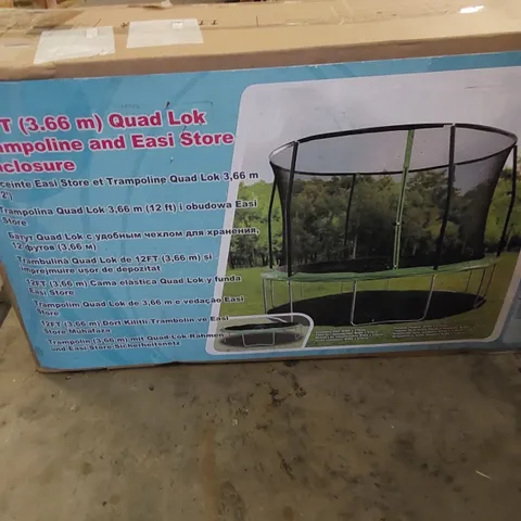 12FT QUAD LOK TRAMPOLINE AND EASI STORE ENCLOSURE 