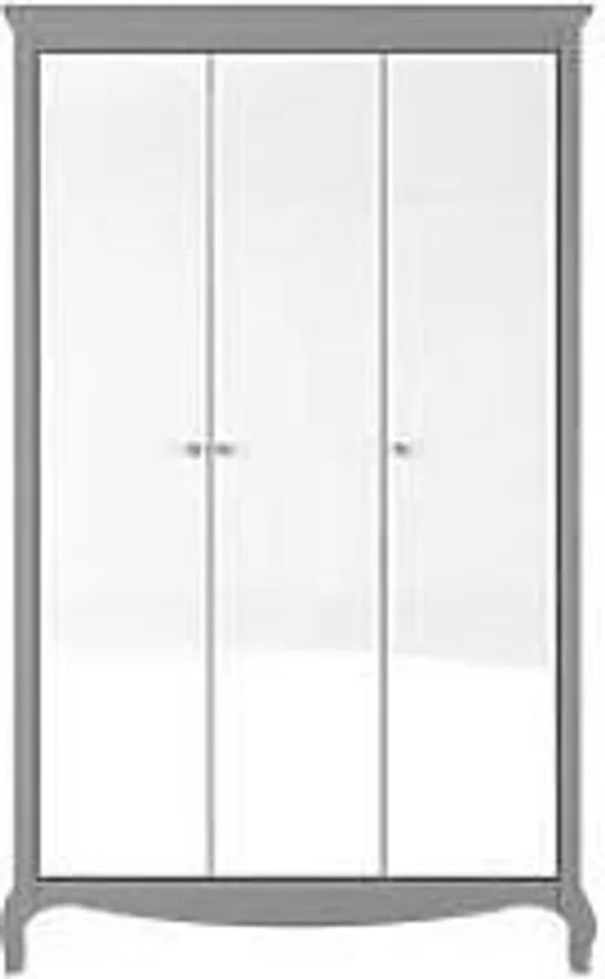 BOXED SANDY MIRROR 3 DOOR WARDROBE - GREY / MIRROR (3 BOXES)