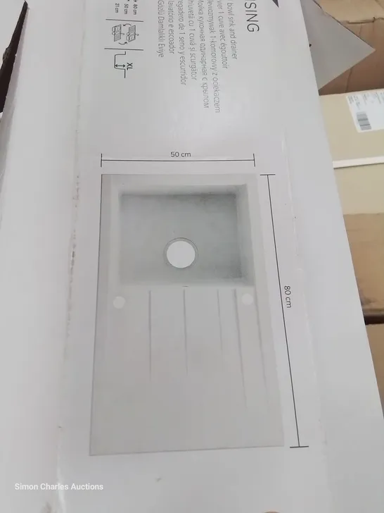 COOKE & LEWIS ISING SINGLE BOWL REVERSIBLE WHITE COMPOSITE SINK & DRAINER