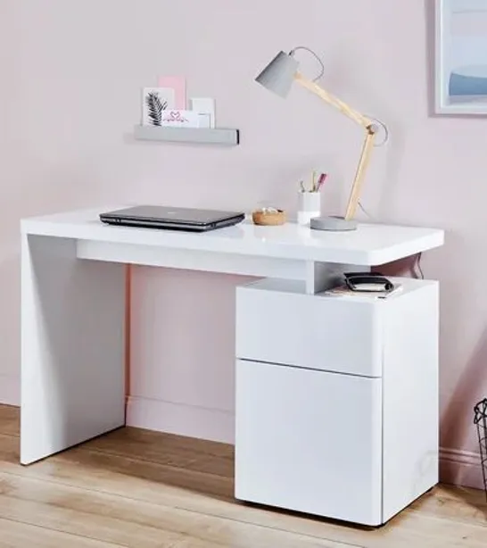 BOXED ALTHEA CU-LIBRE 120 HIGH GLOSS WHITE DESK (1 BOX)