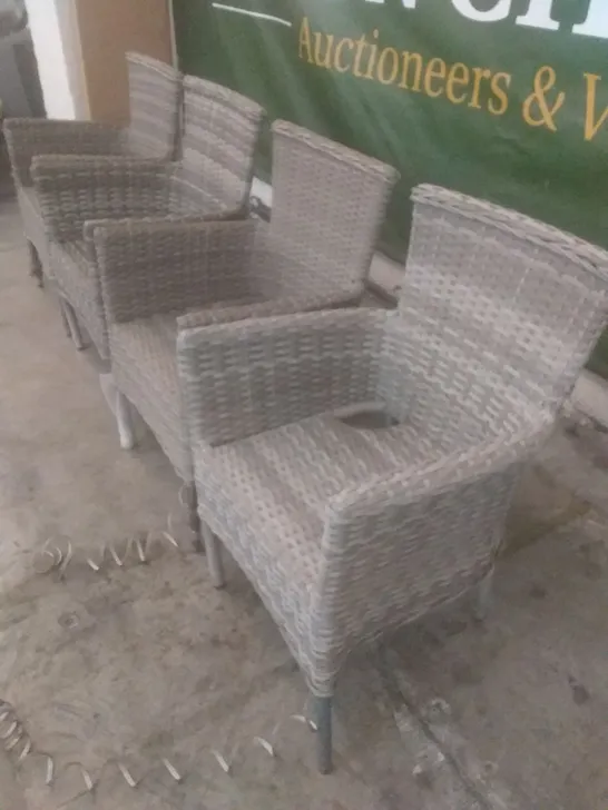 X4 RATTAN EFFECT GARDEN CHAIRS GREY