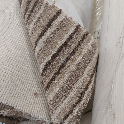 ROLL OF QUALITY STS LUXURY STRIPE NATURAL CARPET // SIZE: APPROX 3.5 X 6.6m