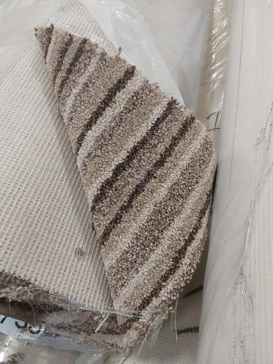 ROLL OF QUALITY STS LUXURY STRIPE NATURAL CARPET // SIZE: APPROX 3.5 X 6.6m