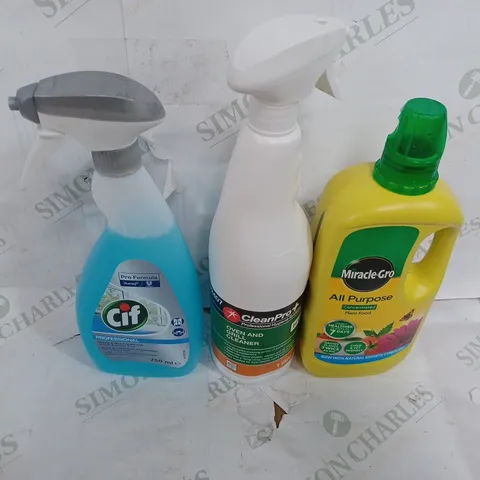 LOT OF ASSORTED HOUSEHOLD CLEANING ITEMS TOO INCLUDE CIF , OVEN AND GRILL CLEANER AND PLANT FOOD 