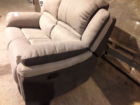 DESIGNER PETRA TWO TONE GREY SUEDE MANUAL RECLINING TWO SEATER SOFA