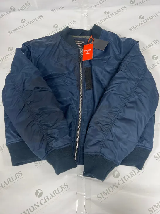 SUPERDRY PADDED BOMBER JACKET IN NAVY SIZE LARGE