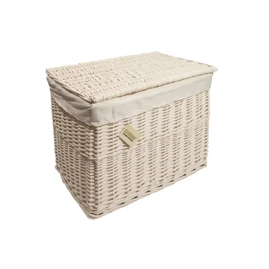 WICKER BASKET COLOUR: WHITE   SIZE: 37CM H X 50CM W X 31CM D