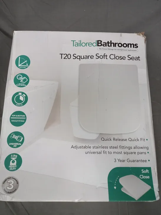 BOXED T20 SQUARE SOFT CLOSE TOILET SEAT