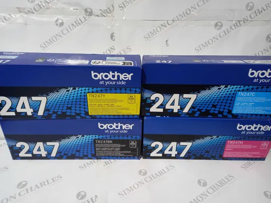 4 BOXED BROTHER TN-247C TONER CARTRIDGES (BLACK,YELLOW,MAGENTA,CYAN)