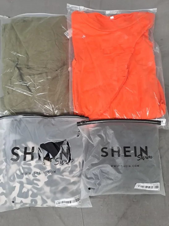 BOX OF APPROXIMATELY 20 ASSORTED CLOTHING AND FASHION ITEMS IN VARIOUS STYLES AND SIZES TO INCLUDE SHEIN, ETC