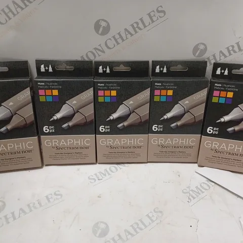 APPROXIMATELY 5 GRAPHIC BY SPECTRUM NOIR TWIN-TIP DESIGNERS MARKERS (6 PC PACK - HUES)