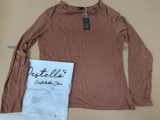 LOT OF 3 BRAND NEW DESTELLO LONG SLEEVE TOP IN DARK TAUPE - UK 18