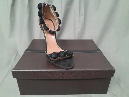 BOXED PAIR OF ALAIA PARIS OPEN TOE HIGH SANDALS IN BLACK EU SIZE 40