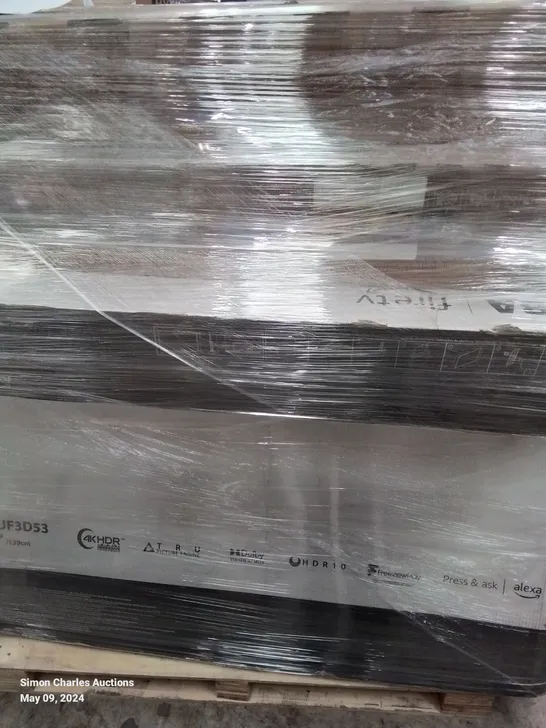 PALLET OF APPROXIMATELY 9 UNPROCESSED RAW RETURN TELEVISIONS TO INCLUDE;