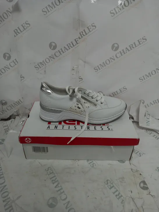 PAIR OF RIEKER LACE UP WHITE SPORT TRAINERS SIZE 6.5