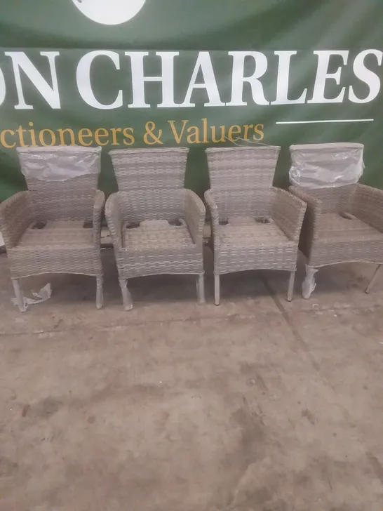 X4 RATTAN EFFECT GARDEN CHAIRS GREY