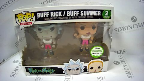 BOXED POP ANIMATIONS BUFF RICK/BUFF SUMMER VINYL FIGURES 2 PACK FUNKO 2017 SPRING CONVENTION EXCLUSIVE