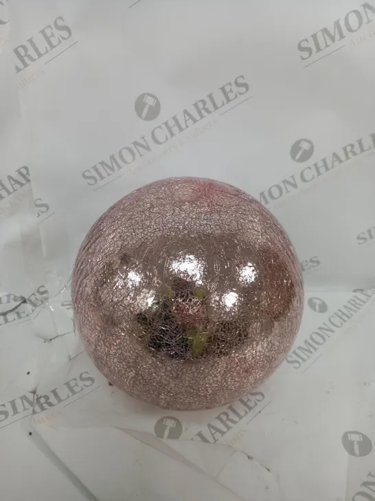 DESIGNER CRACKLE BLUSH PINK GLASS ORNAMENT 