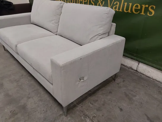 BALTIMORE DOVE GREY PLUSH FABRIC 3 SEATER SOFA