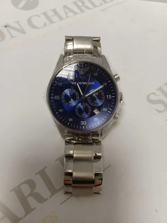 EMPORIO ARMANI BLUE TRIPLE DIAL BRACELET WRISTWATCH 