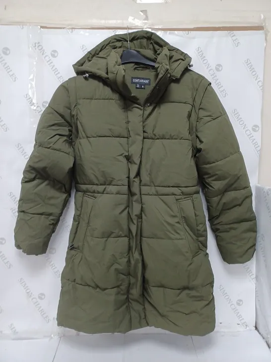 CENTIGRADE PADDED COAT WITH DETACHABLE SLEEVES IN DARK GREEN - SMALL