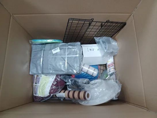 APPROXIMATELY 20 ASSORTED HOUSEHOLD ITEMS TO INCLUDE KNITTING YARN, WALLPAPER AND STORAGE BOXES