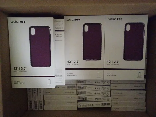 LOT OF APPROXIMATELY 66 BRAND NEW BOXED TECH 21 EVOROX CASE WITH 12FT DROP PROTECTION FOR IPHONE XS MAX T21-6851 DEEP PURPLE