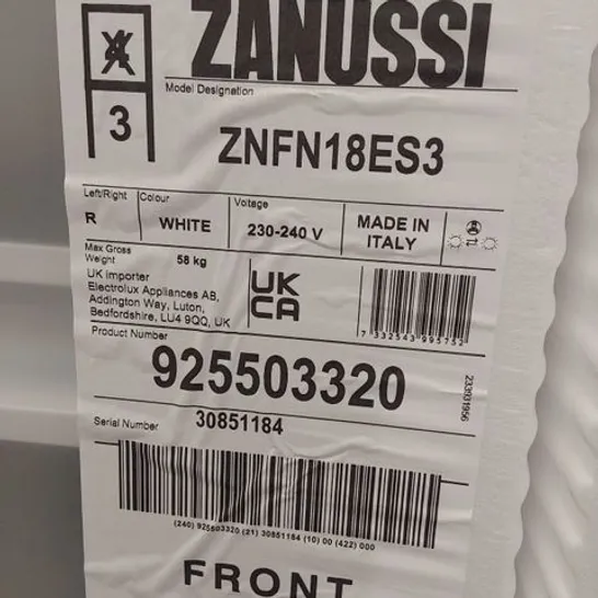 ZANUSSI SERIES 40 INTEGRATED FRIDGE FREEZER WHITE MODEL ZNFN18ES3 RRP £559