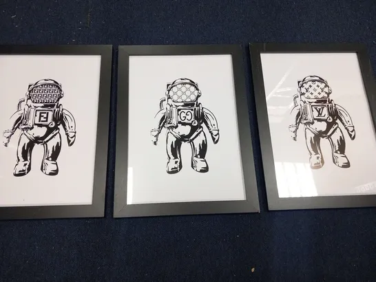 3 FRAMED THEFT ART ASTRO PRINTS TO INCLUDE; LV, GG AND FF